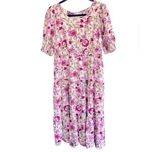 Ann Taylor Floral Midi Dress Sz 4P